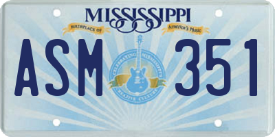 MS license plate ASM351