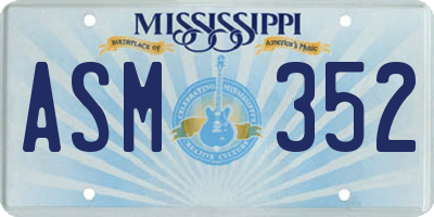 MS license plate ASM352
