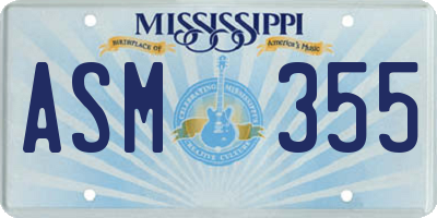 MS license plate ASM355