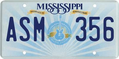 MS license plate ASM356