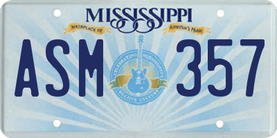 MS license plate ASM357