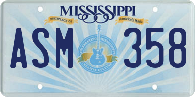 MS license plate ASM358