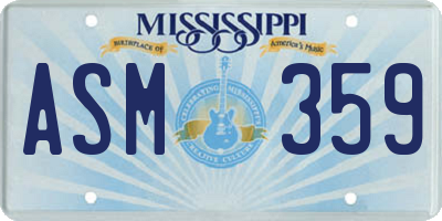MS license plate ASM359