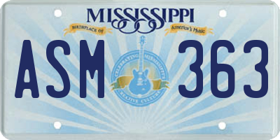 MS license plate ASM363
