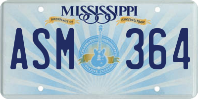 MS license plate ASM364