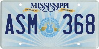 MS license plate ASM368