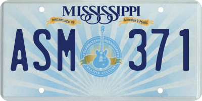 MS license plate ASM371