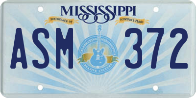 MS license plate ASM372