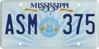 MS license plate ASM375
