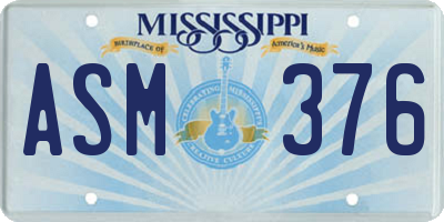 MS license plate ASM376
