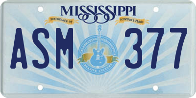 MS license plate ASM377
