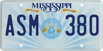 MS license plate ASM380