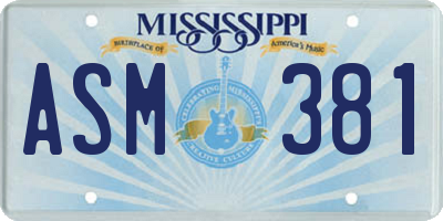 MS license plate ASM381