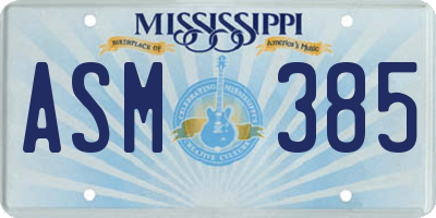 MS license plate ASM385