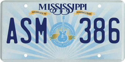 MS license plate ASM386