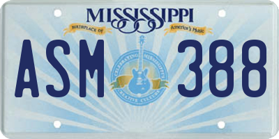 MS license plate ASM388