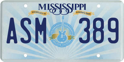 MS license plate ASM389