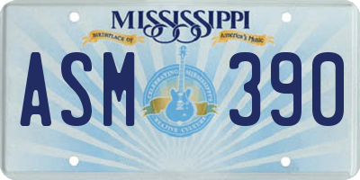 MS license plate ASM390