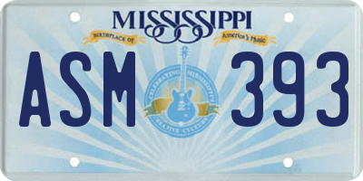 MS license plate ASM393