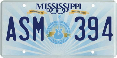 MS license plate ASM394