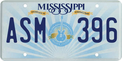 MS license plate ASM396