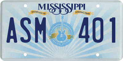 MS license plate ASM401