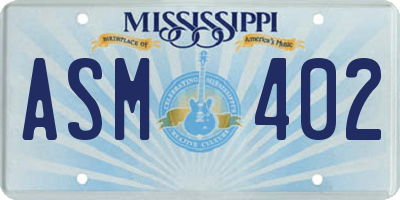 MS license plate ASM402