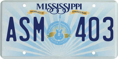 MS license plate ASM403