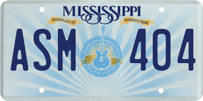 MS license plate ASM404