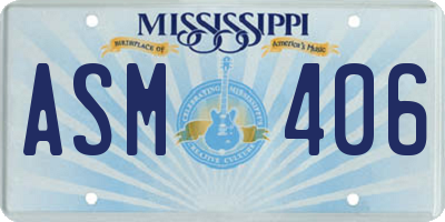 MS license plate ASM406