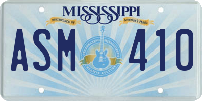 MS license plate ASM410