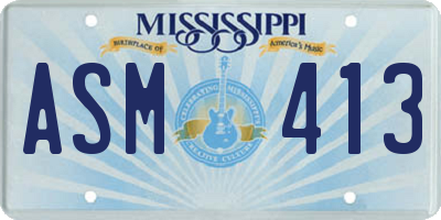 MS license plate ASM413