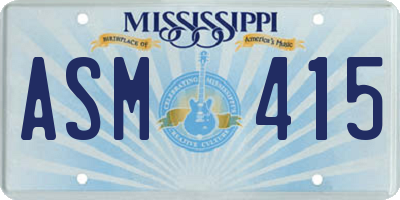 MS license plate ASM415