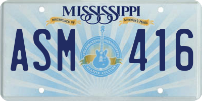 MS license plate ASM416