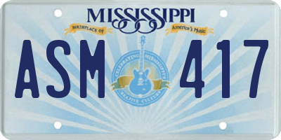 MS license plate ASM417