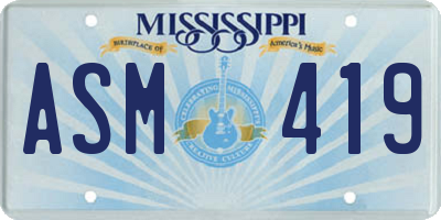 MS license plate ASM419