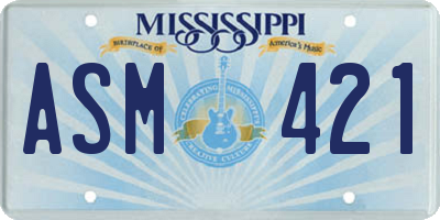 MS license plate ASM421