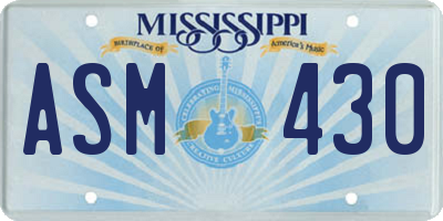 MS license plate ASM430