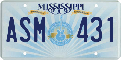 MS license plate ASM431