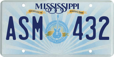 MS license plate ASM432