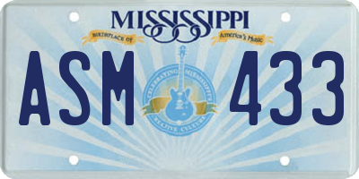 MS license plate ASM433