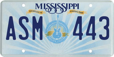 MS license plate ASM443