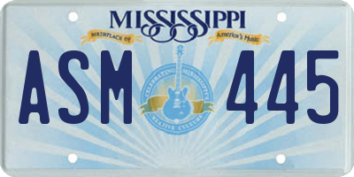 MS license plate ASM445