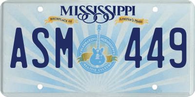 MS license plate ASM449