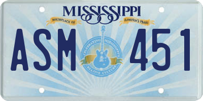 MS license plate ASM451