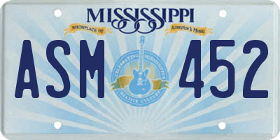 MS license plate ASM452