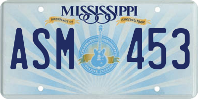 MS license plate ASM453