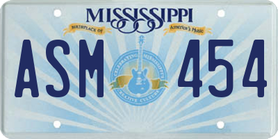 MS license plate ASM454