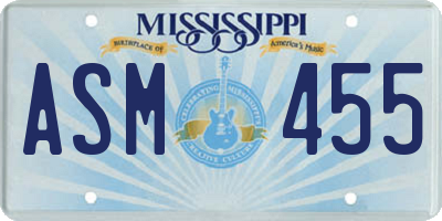 MS license plate ASM455