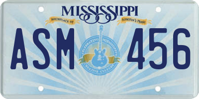 MS license plate ASM456